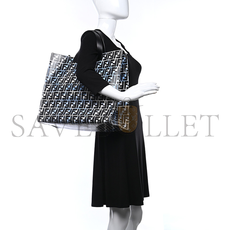 F**di x joshua vides coated canvas ff cloudy shopping tote white celeste black (39*35*19cm)